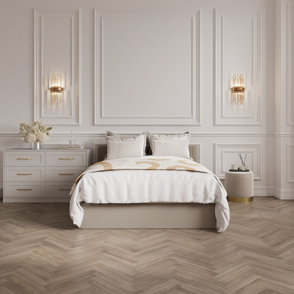 Berlin Beige Velvet Ottoman Super King Size Bed